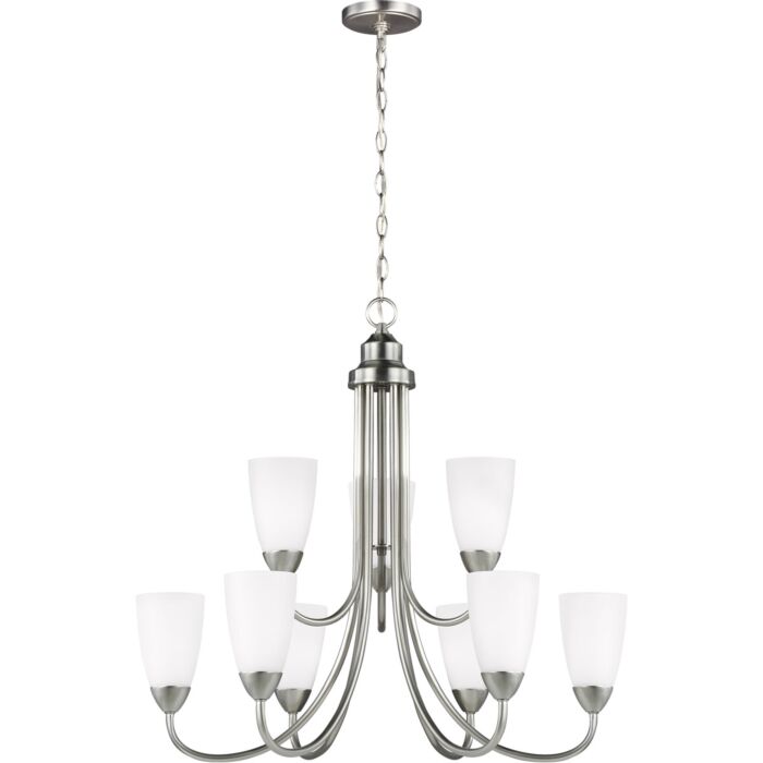 Sea Gull Seville 9 Light Chandelier in Brushed Nickel