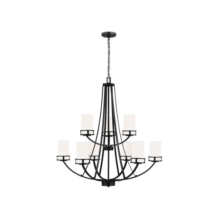 Sea Gull Robie 9 Light Rustic Chandelier in Midnight Black
