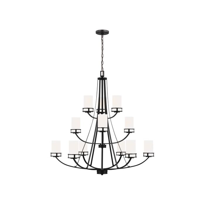Sea Gull Robie 12 Light Rustic Chandelier in Midnight Black