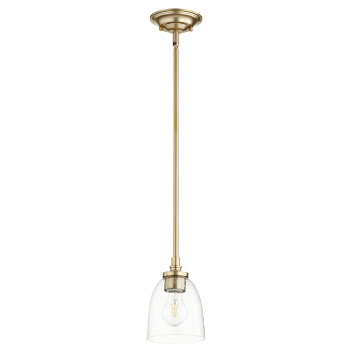 Quorum Rossington 5 Inch Pendant Light in Aged Brass with