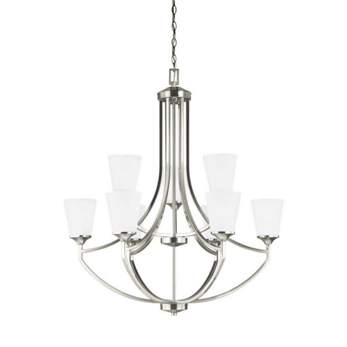 Sea Gull Hanford 9 Light Chandelier in Brushed Nickel