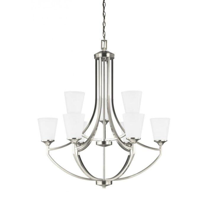 Sea Gull Hanford 9 Light Chandelier in Brushed Nickel