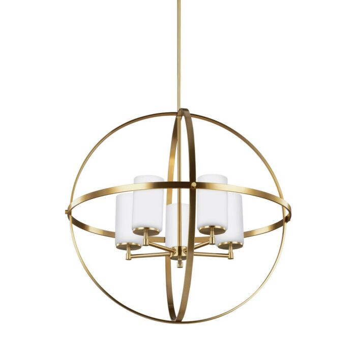 Sea Gull Alturas 5 Light Chandelier in Satin Brass