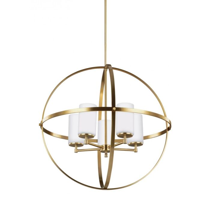 Sea Gull Alturas 5 Light Chandelier in Satin Brass