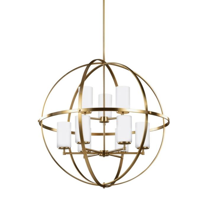 Sea Gull Alturas 9 Light Chandelier in Satin Brass