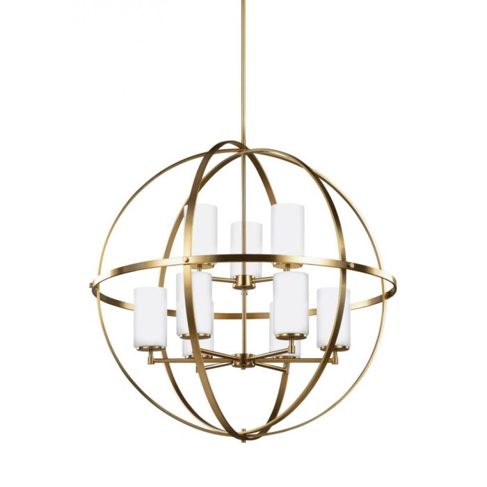 Sea Gull Alturas 9 Light Chandelier in Satin Brass