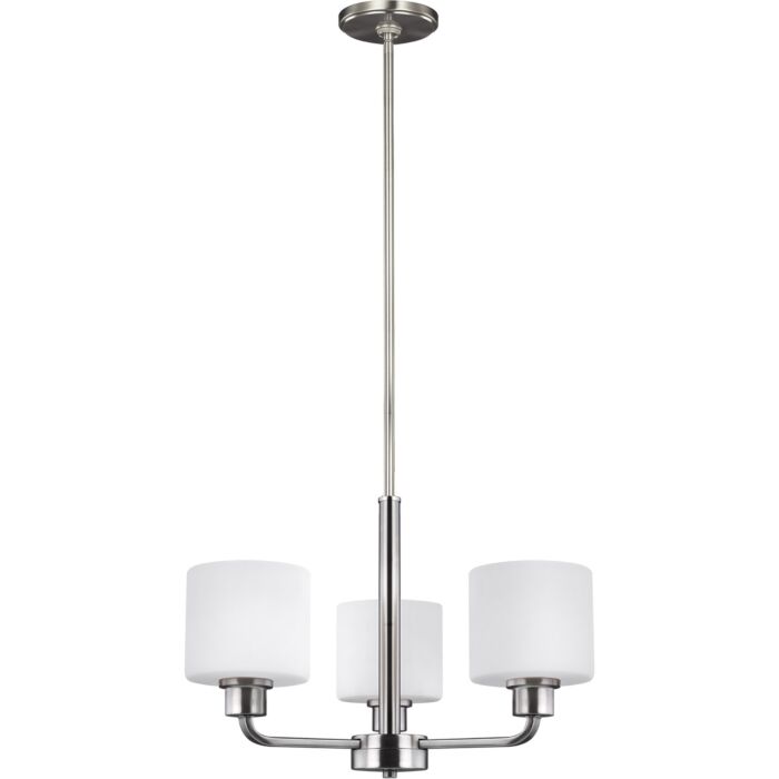 Sea Gull Canfield 3 Light Chandelier in Brushed Nickel