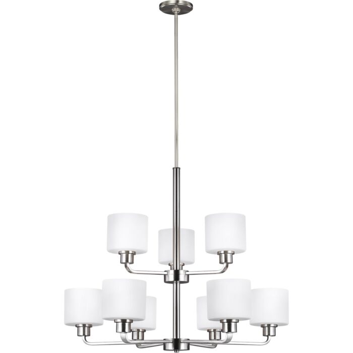 Sea Gull Canfield 9 Light Chandelier in Brushed Nickel
