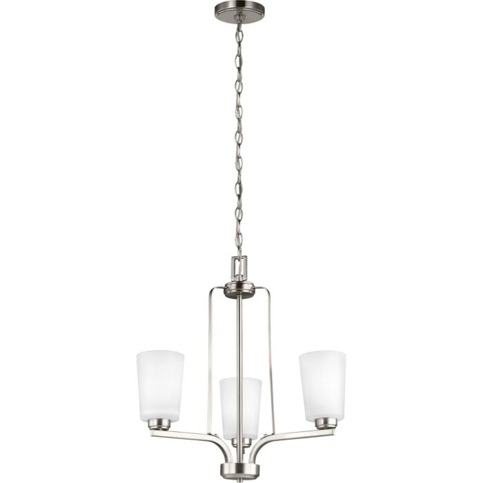 Sea Gull Franport 3 Light Chandelier in Brushed Nickel