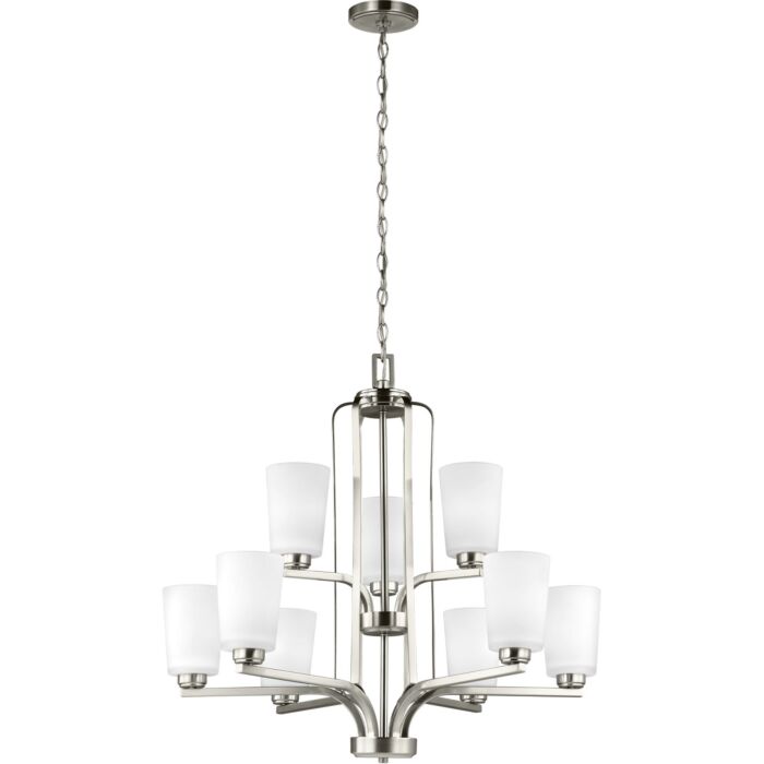 Sea Gull Franport 9 Light Chandelier in Brushed Nickel