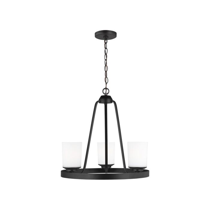 Sea Gull Kemal 3 Light Transitional Chandelier in Midnight Black