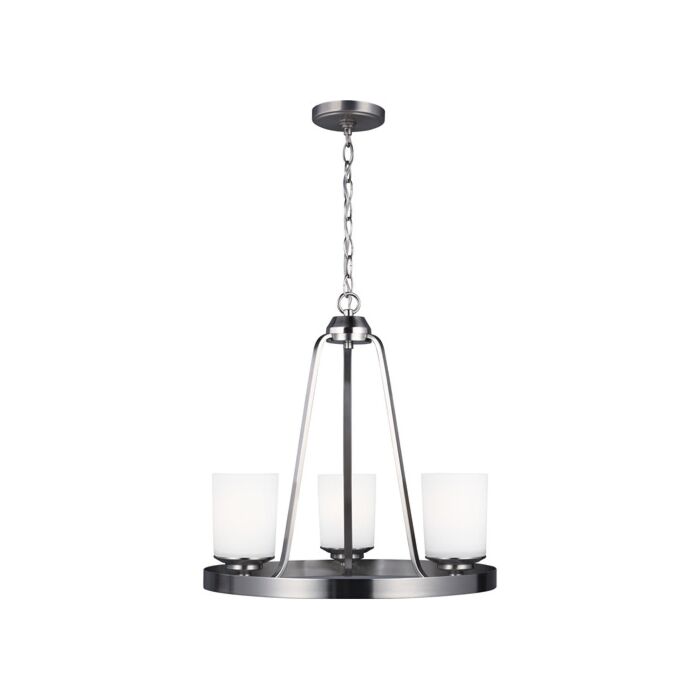 Sea Gull Kemal 3 Light Transitional Chandelier in Brushed Nickel