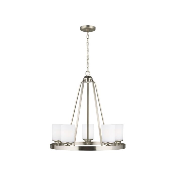 Sea Gull Kemal 5 Light Transitional Chandelier in Brushed Nickel