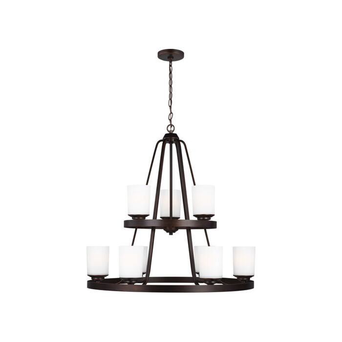 Sea Gull Kemal 9 Light Transitional Chandelier in Bronze