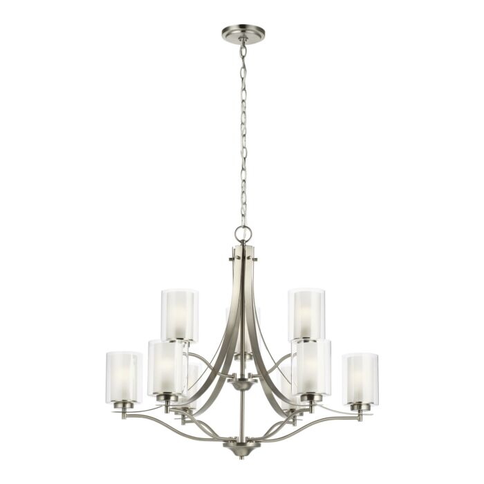 Sea Gull Elmwood Park 9 Light Traditional Chandelier in Brushed Nickel