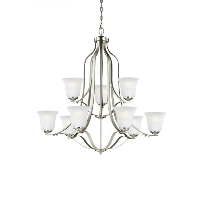 Sea Gull Emmons 9 Light Chandelier in Brushed Nickel