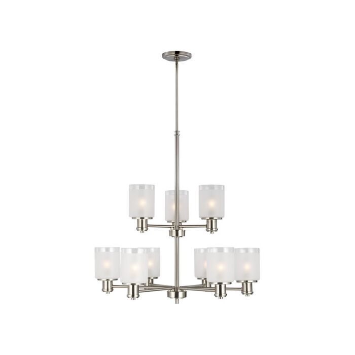 Sea Gull Norwood 9 Light Transitional Chandelier in Brushed Nickel