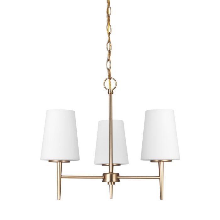 Sea Gull Driscoll 3 Light Chandelier in Satin Brass