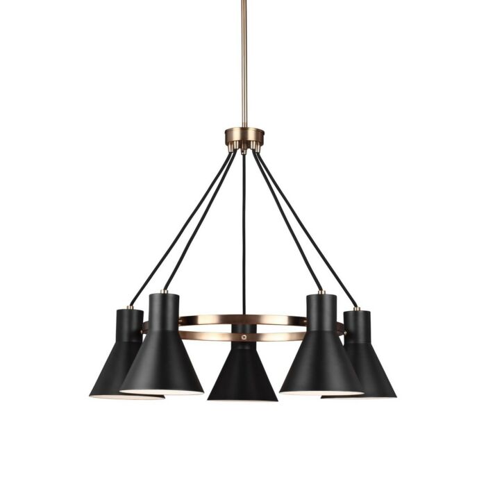 Sea Gull Towner 5 Light Chandelier in Satin Brass