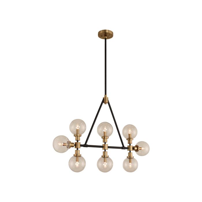 Kalco Cameo 8 Light Pendant Light in Matte Black Finish with Brushed Pearlized Brass