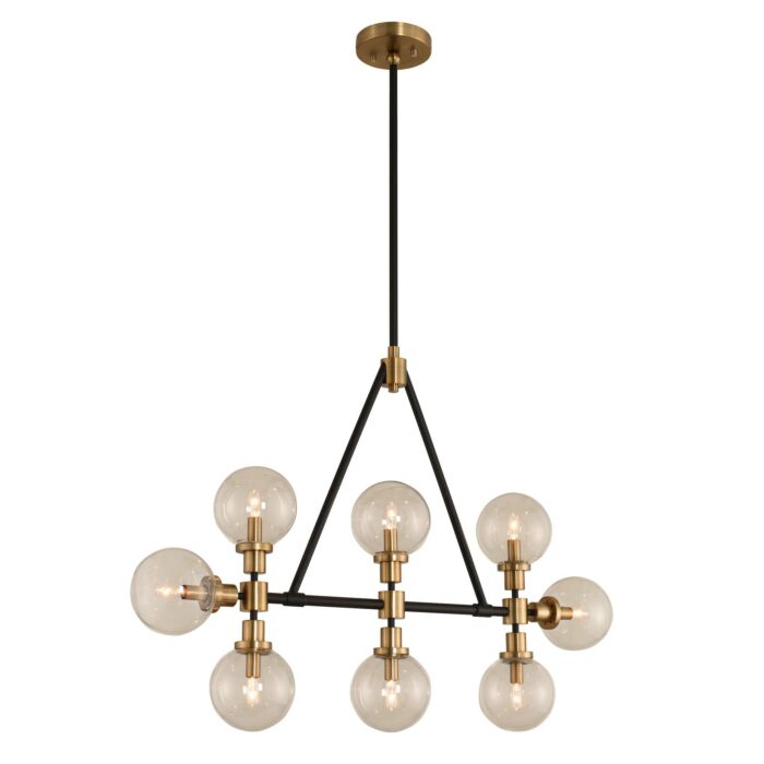 Kalco Cameo 8 Light 6 Inch Pendant Light in Matte Black Finish With Nickel Accents