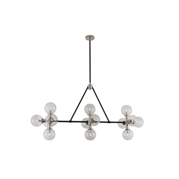 Kalco Cameo 14 Light 19 Inch Pendant Light in Matte Black Finish With Nickel Accents