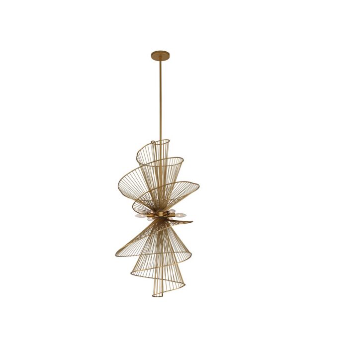 Kalco Aurora 6 Light Pendant Light in Nordic Brass