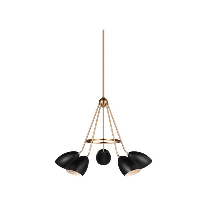 Sea Gull Summer 5 Light Chandelier in Satin Brass