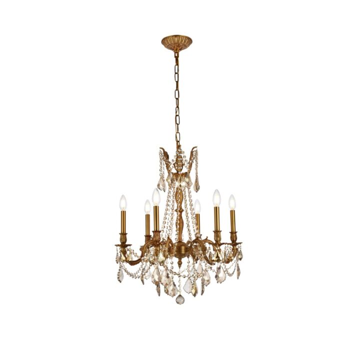 Rosalia 6-Light Chandelier in French Gold
