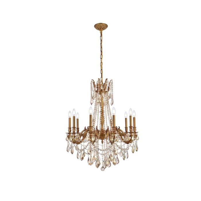 Rosalia 10-Light Chandelier in French Gold