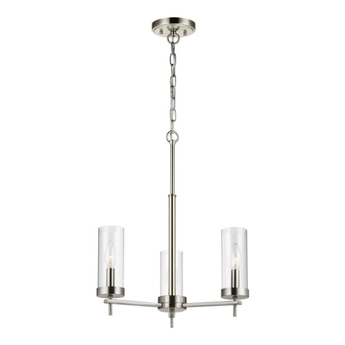Sea Gull Zire 3 Light Chandelier in Brushed Nickel