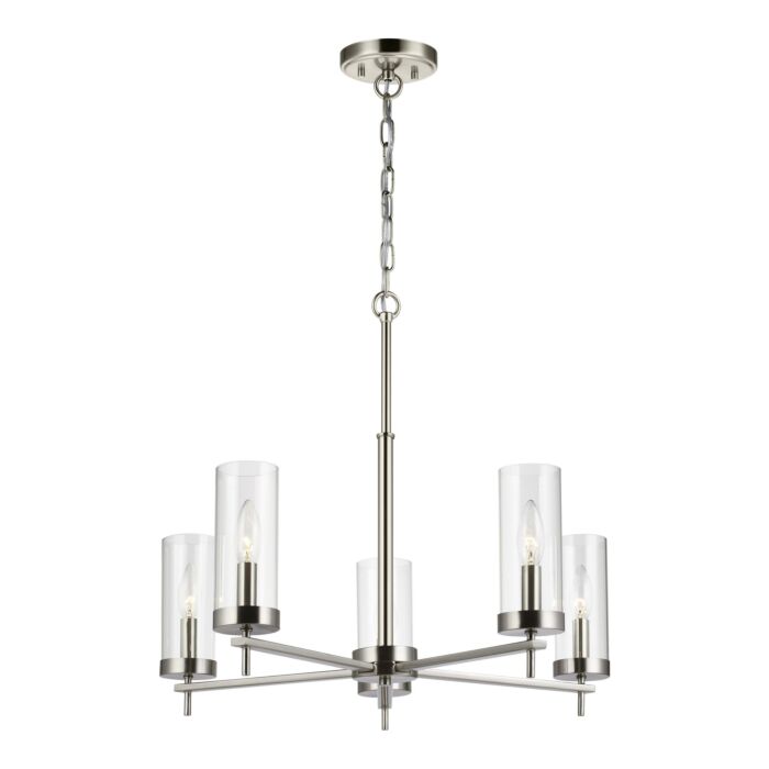Sea Gull Zire 5 Light Chandelier in Brushed Nickel