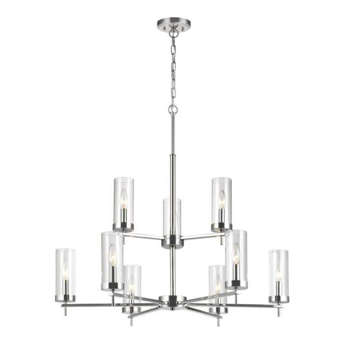 Sea Gull Zire 9 Light LED Chandelier in Chrome