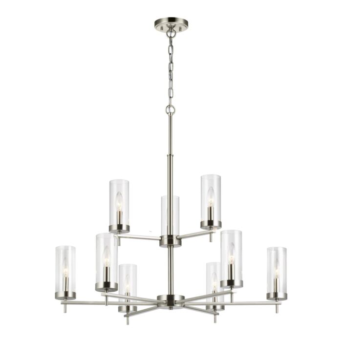Sea Gull Zire 9 Light LED Chandelier in Brushed Nickel