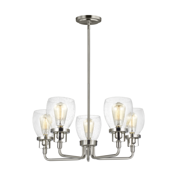 Sea Gull Belton 5 Light Transitional Chandelier in Brushed Nickel