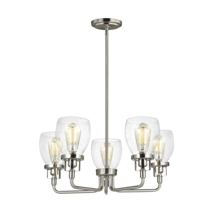 Sea Gull Belton 5 Light LED Transitional Chandelier in Brushed Nickel