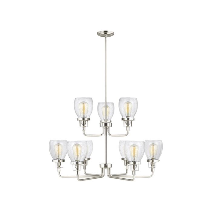 Sea Gull Belton 9 Light Transitional Chandelier in Brushed Nickel