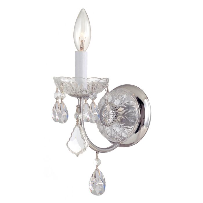Crystorama Imperial 14 Inch Wall Sconce in Polished Chrome with Clear Hand Cut Crystals
