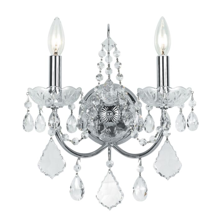 Crystorama Imperial 2 Light 14 Inch Wall Sconce in Polished Chrome with Clear Spectra Crystals