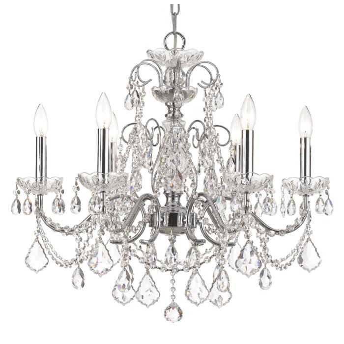 Crystorama Imperial 6 Light Crystal Chandelier in Polished Chrome