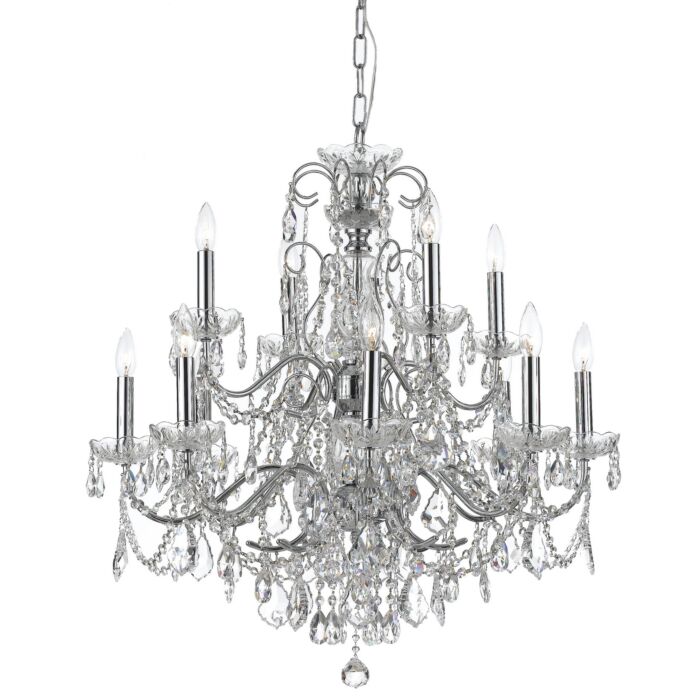 Crystorama Imperial 12 Light 31 Inch Traditional Chandelier in Polished Chrome with Clear Swarovski Strass Crystals