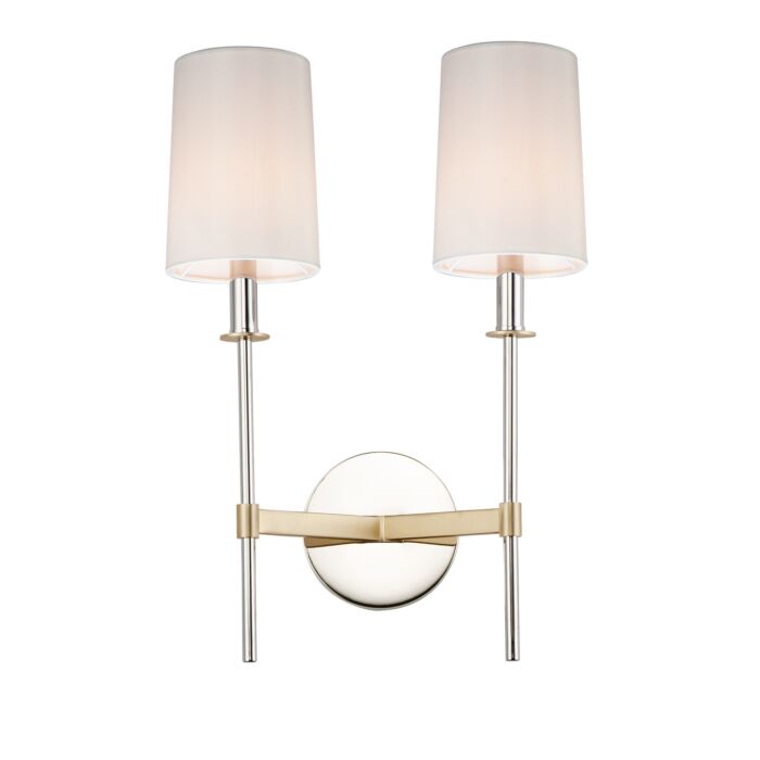 Maxim Uptown 2 Light Wall Sconce in Satin Brass and Polished Nickel