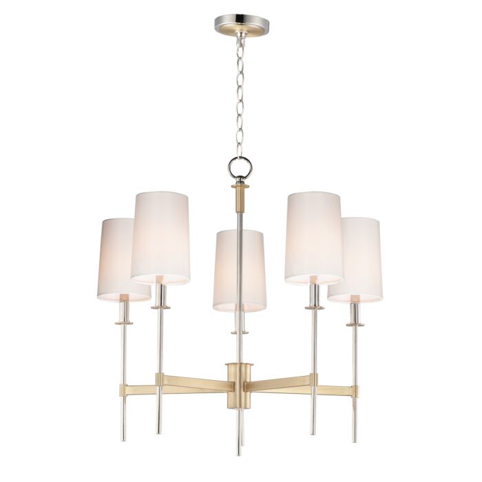 Maxim Uptown 5 Light Transitional Chandelier in Satin Brass and Polished Nickel
