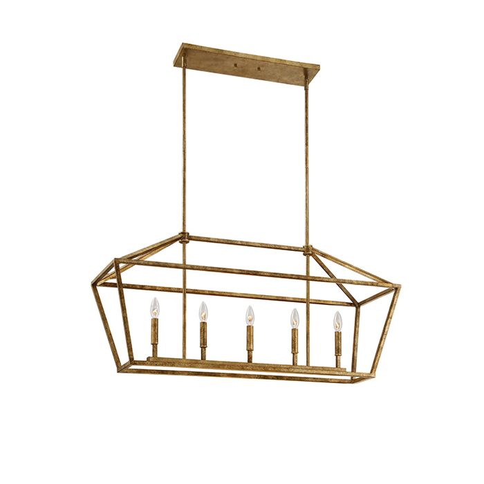Millennium 3000 Series 5 Light Linear Pendant in Vintage Gold