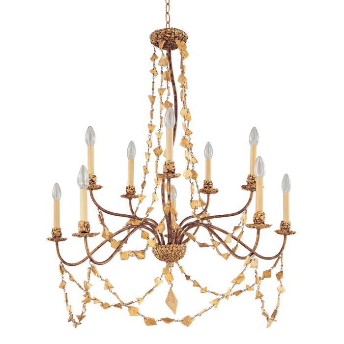 Mosaic 10-Light Chandelier in Gold Leaf