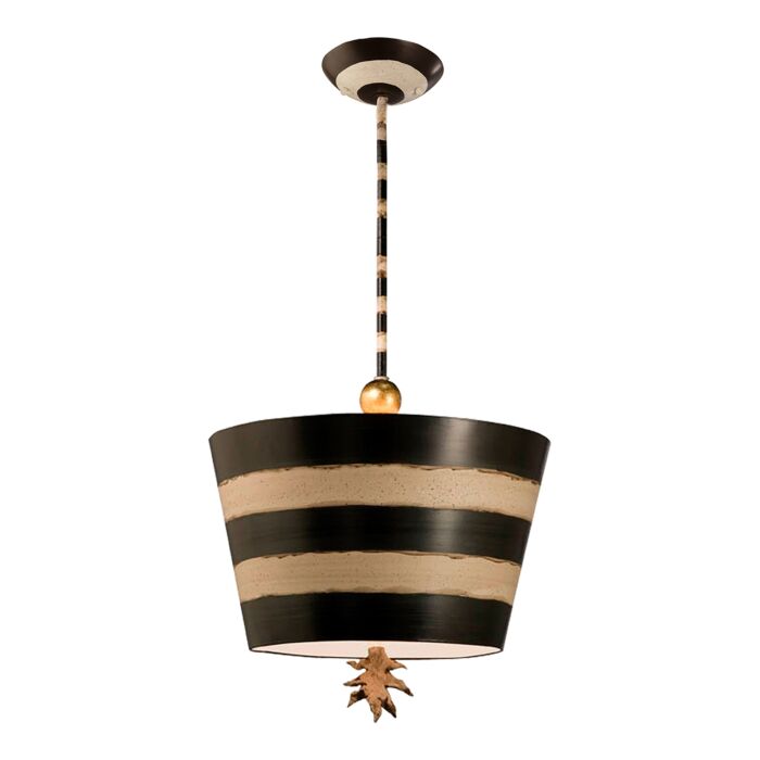 Flambeau 1-Light Pendant in Hand-Painted Black with Cream