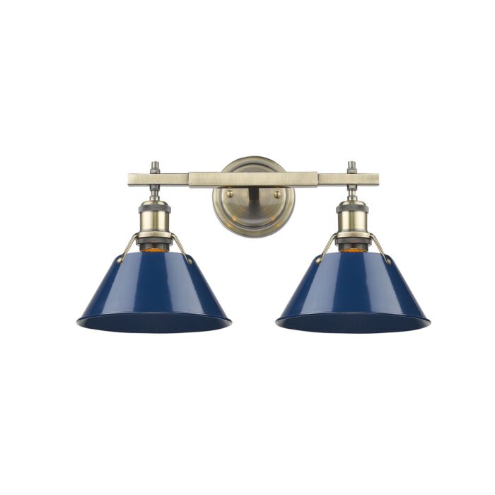 Golden Orwell 2 Light 18 Inch Bathroom Vanity Light in Aged Brass