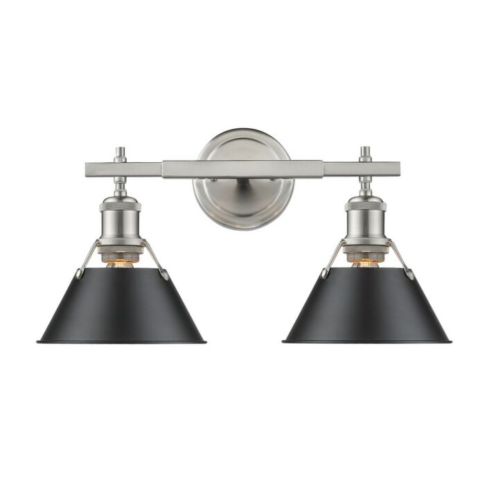 Golden Orwell 2 Light 18 Inch Bathroom Vanity Light in Pewter