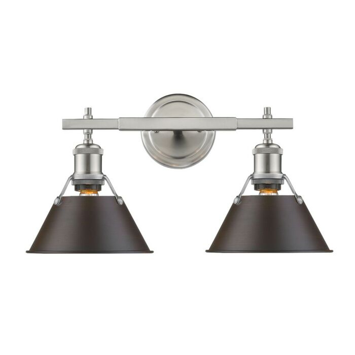 Golden Orwell 2 Light Bathroom Vanity Light in Pewter