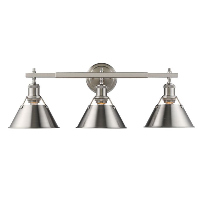 Golden Orwell 3 Light 24 Inch Bathroom Vanity Light in Pewter